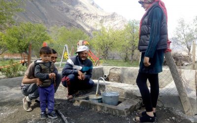 Project 39: Donation cost US$7,855: Installed a pipeline to provide safe drinking water to Nisur Village (35 families, in Bartang Valley in Rushan District) from a spring source, 4200m away