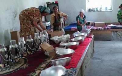 Project 07: Donation Cost US$1400 : To Riddeh village, Roshan Dirict, UBB donated 7 new modern ovens, plates, bowls, glasses and thermo flasks